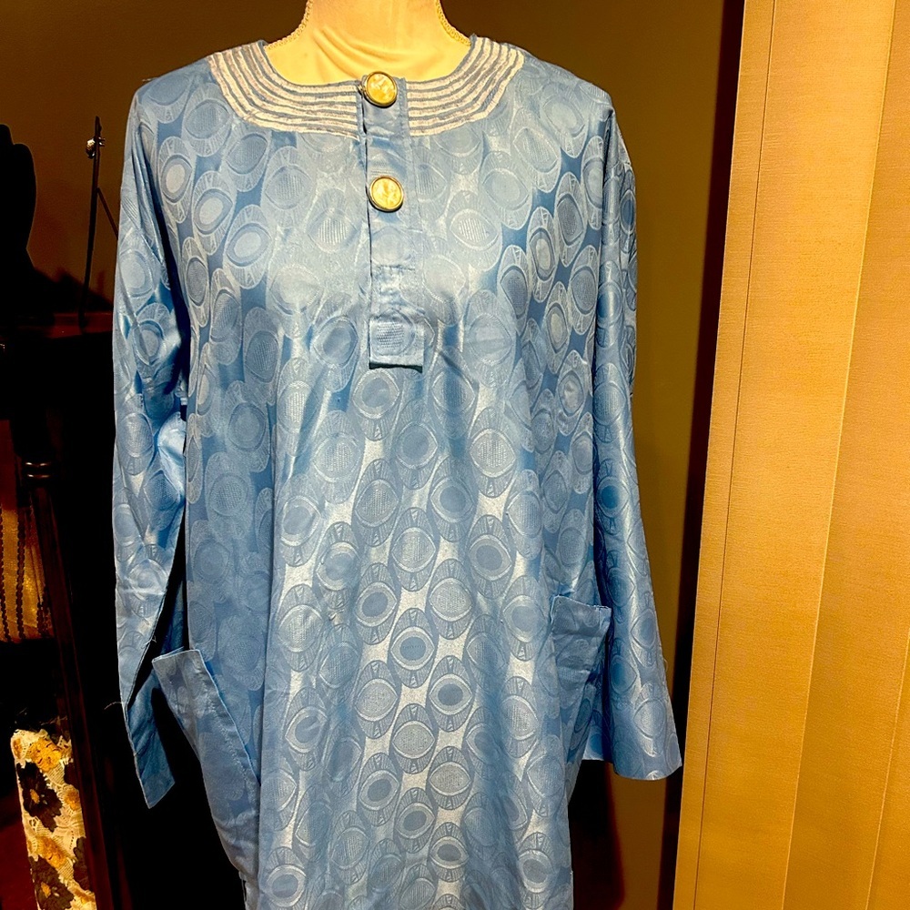 African Men's Clothing Traditional 2 Piece Embroidered Suit Shirt Pants